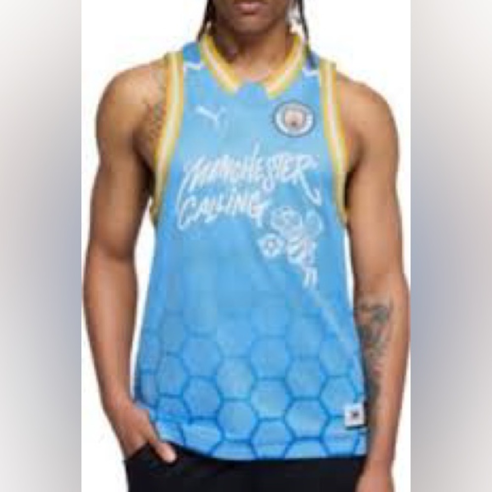 Puma Blue and Yellow Men's Swim Tank